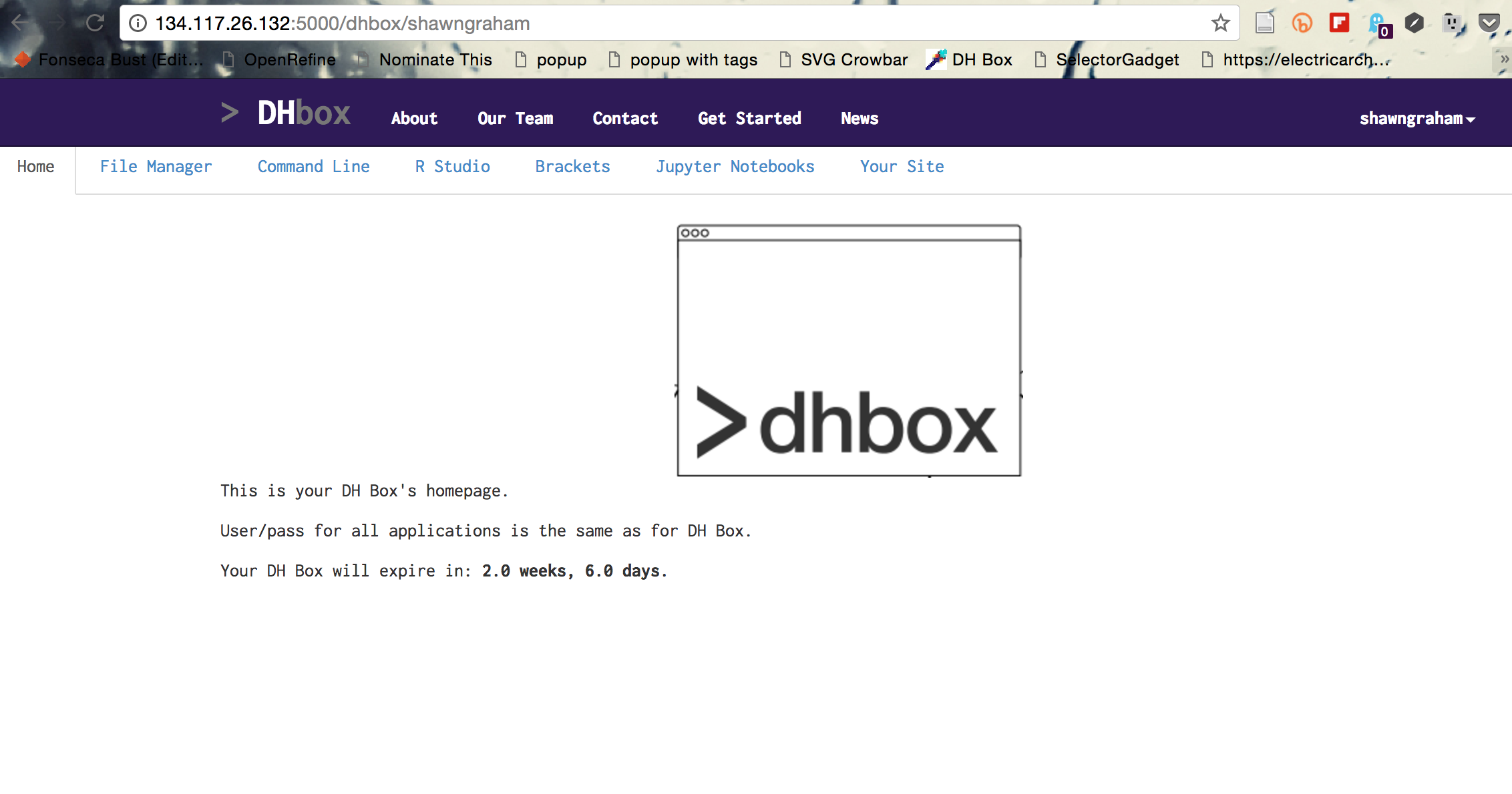 The applications in DHBox