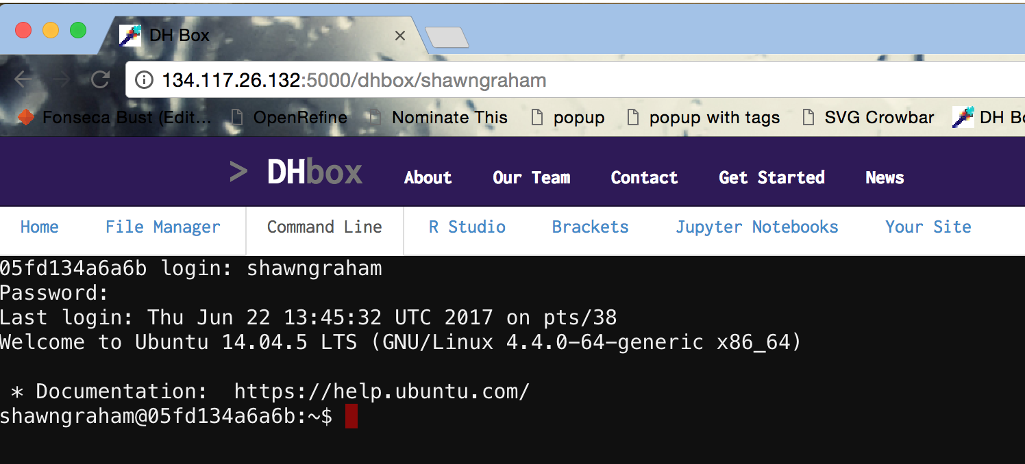The Command Line in DHBox